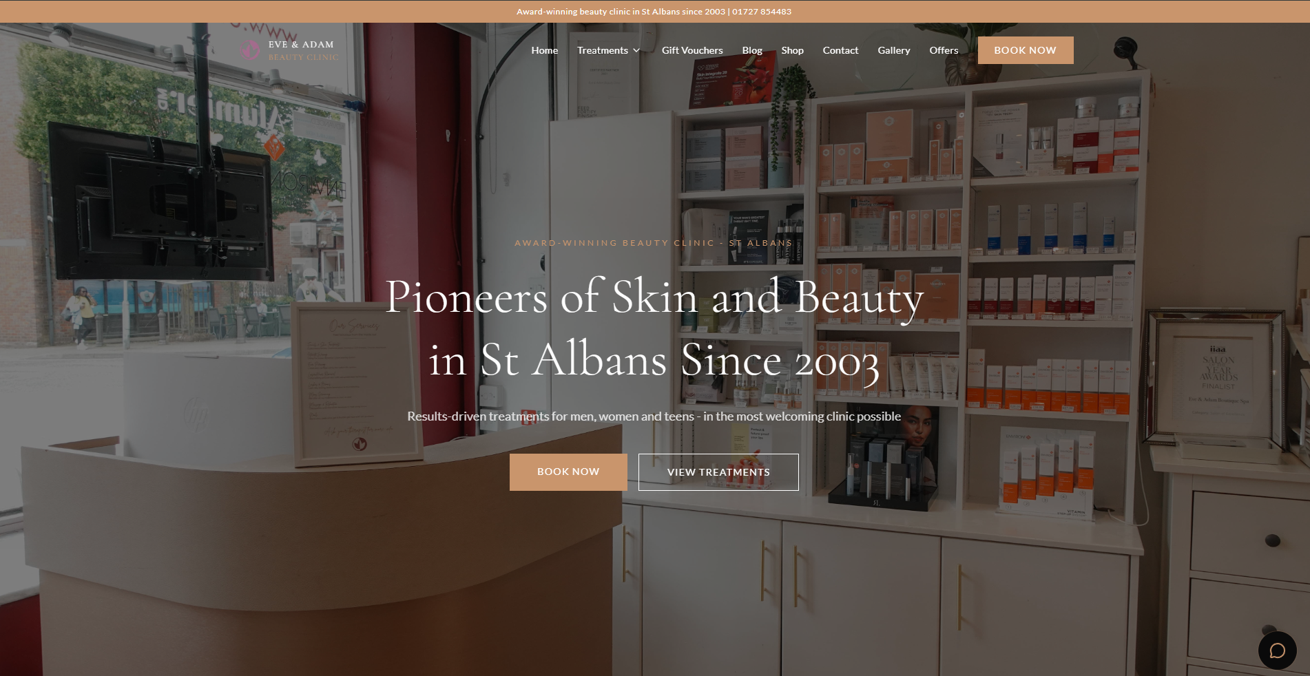 Eve and Adam Beauty Clinic website