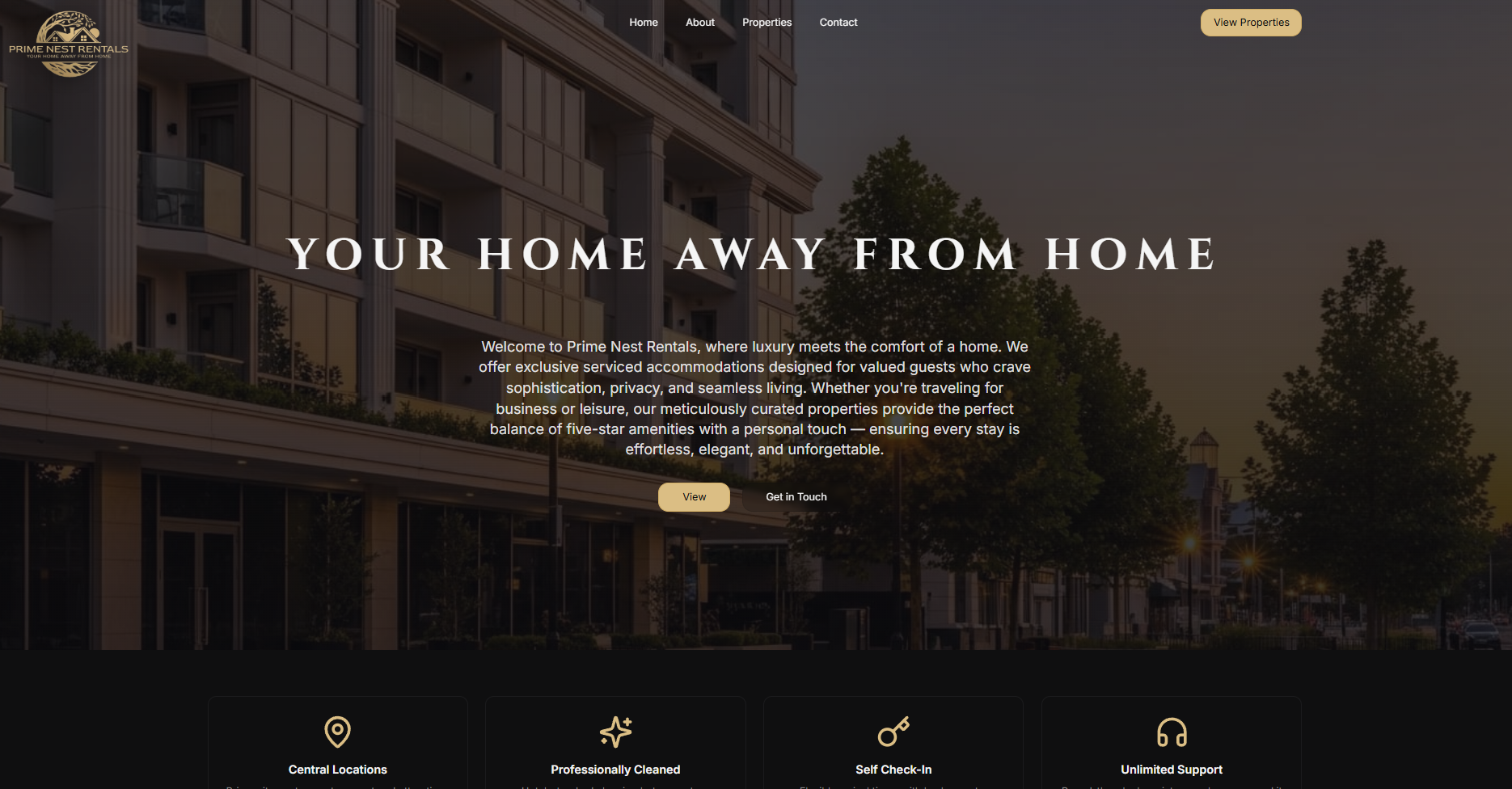 Prime Nest Rentals website